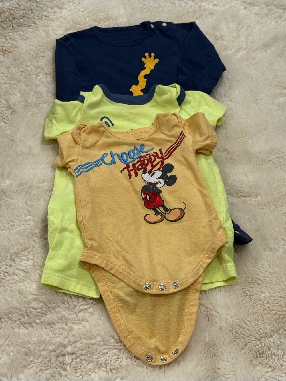 Disney Yellow Mickey Mouse 'Choose Happy' One-Piece Bodysuit